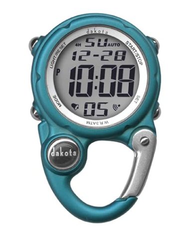 Dakota Digital Mini Clip, Alarm, StopWatch, Timer and Dual Time, Fob and Pocket Watch, Outdoor Gifts for Men and Women, Tactical Digital Clip on Watch - Aqua