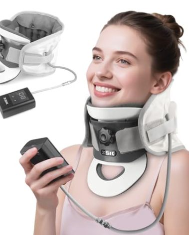 Holniva Cervical Neck Traction Device, Neck Revive Stretcher, Removable 20° Curved Support, 3D Dynamic Traction & 8-Airbag Support, Cervical Brace Collar for Spine Alignment & Relaxation