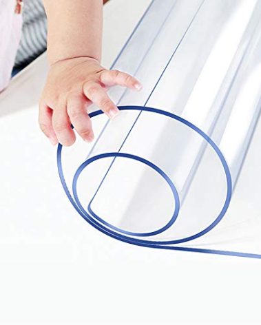 Home Rectangle PVC Table Protector 60 x 60 Inches 1.5mm Thick Custom Acrylic Clear Waterproof Foldable Plastic Tablecloth Kitchen Cabinet Garden Dining Room Wooden Furniture Protective Cover