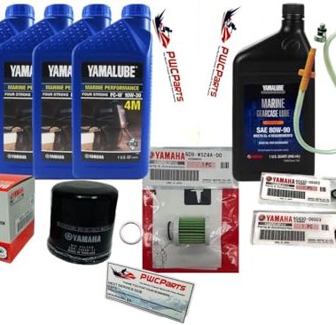 F75 F90 F115 Outboard Service Maintenance Kit, 10W-30 4M Oil Change Kit, Marine Gearcase Lube, Filters, Fits Yamaha 2006+ Models