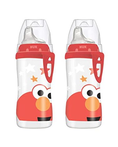 NUK Elmo Active Cup, 10oz, 2 Pack – BPA Free, Spill Proof Sippy Cup