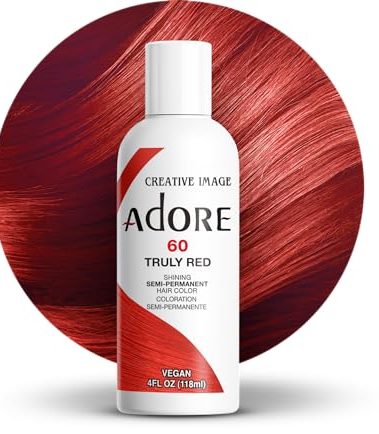 Adore Semi Permanent Hair Color - Vegan and Cruelty-Free Red Hair Dye - 4 Fl Oz - 060 Truly Red (Pack of 1)