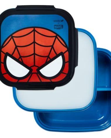 Yoobi x Marvel Spider-Man Bento Box and Ice Pack – Gift – 3 Compartment Lunch Box, Dishwasher & Microwave Safe Food Container for Kids & Tweens – BPA & PVC Free, Leakproof