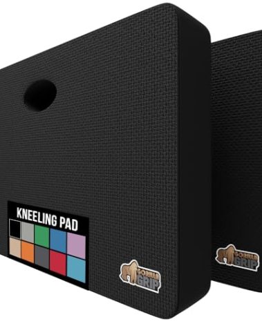 GORILLA GRIP Extra Thick Patent Pending Garden Kneeling Pad, 17.5 x 11 Inch Supportive Soft Foam Knee Cushioning for Gardening, Water Resistant, Bathing Baby Working Supplies, Lightweight 2 Pack Black