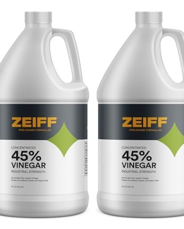 Zeiff 45% Pure Concentrated Vinegar - Technical Grade Acetic Acid Solution for Home and Outdoor Use - Cleaning Vinegar for Home & Laundry - 2 Gallon