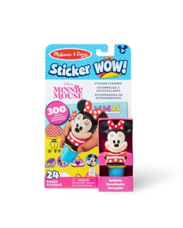 Melissa & Doug Sticker Wow!™ 24-Page Activity Pad and Sticker Stamper, 300 Stickers, Arts and Crafts Fidget Toy Collectible Character – Disney Minnie Mouse