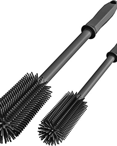 SUPPHOUS Long Silicone Bottle Cleaning Brush | 2 Pack| 16”+13”Water Bottle Brush Cleaner Brush for Hydro Flask,Glassware,Vacuum Sports Bottle&Vases,Silicone Water Bottle Cleaner Brush for Narrow Neck