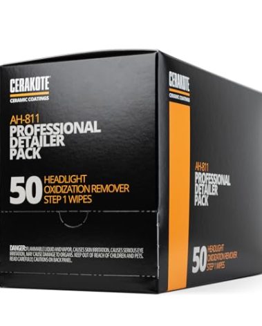 CERAKOTE® Ceramic Headlight Restoration Professional Detailer Pack (50 Step 1 Oxidation Removing Wipes) - Easily Remove Oxidation from Old and Faded Headlights