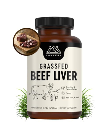 Grass Fed Beef Liver Supplement – 3000mg Freeze Dried Desiccated Organs – Nutrient Source for Joints, Bones, Hair, Skin, Nails & Daily Energy – 120 Pasture-Raised Capsules