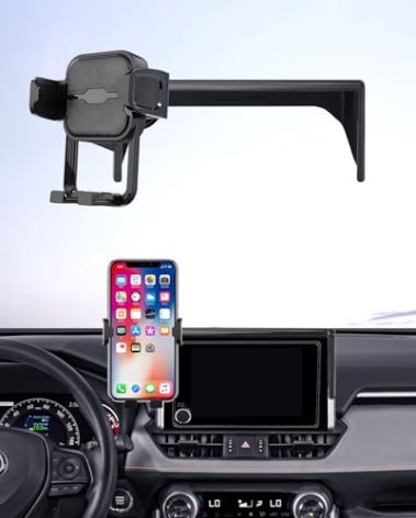 Masergogo Car Phone Holder for 2019-2025 Toyota RAV4/Hybrid, 360° Rotation, 7/8 inch Screen Fixed Clip, Auto Accessories Navigation Bracket, Interior Decoration Mobile Phone Mount