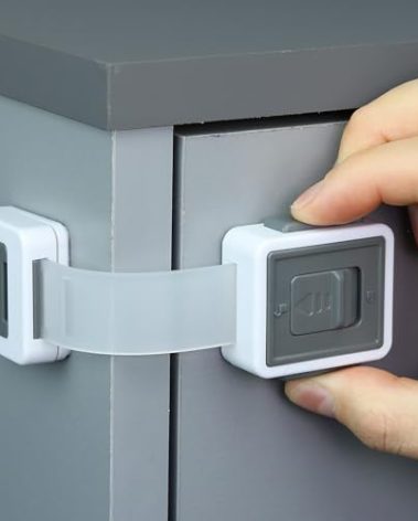 Child Safety Locks (4-Pack) - Baby Proof Cabinets, Drawers, Toilets & Appliances- Adjustable Strap Length, Double Lock Option - Easy Latch for Adults to Open
