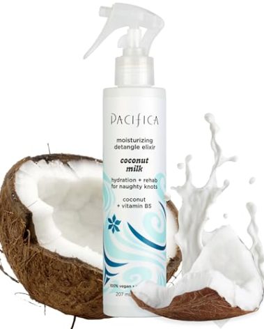 Pacifica Coconut Milk Hair Detangler Spray – Leave-In Conditioning Elixir for Tangle-Free Hair – Instantly Detangles Knots, Adds Shine & Moisture, Prevents Breakage & Frizz – Vegan & Cruelty-Free