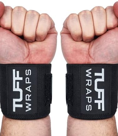 TuffWraps 16" Wrist Straps for Gym - No Thumb Loops - Powerlifting, Weightlifting, and Bench Press Support - Durable Wrist Straps Gym Accessory for Enhanced Wrist Support