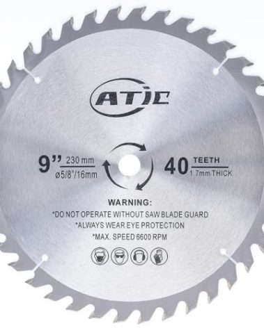 9" 40 Tooth Carbide Tip General Purpose Wood Cutting Circular Saw Blade with 5/8" Arbor (2 Pack)