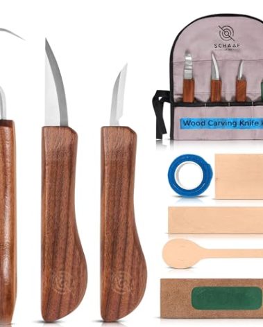 Beginner-Friendly Wood Carving Kit, 3pc Whittling Knife Set with Wood Carving Knives, Spoon Carving Knife, Basswood Blocks, & Fun Learning Videos, Wood Whittling Kit for Beginners from Schaaf Tools