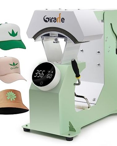 Giraffe Auto Hat Heat Press Machine, Automatic Hat Press Heat Machine for Caps T-Shirts Bags, DIY Sublimation Hat Press Cap Press Auto Open & Release & Digital Press Knob-Style Control Panel (Green)