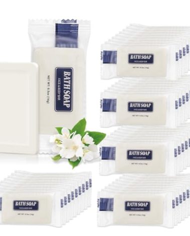 SLequipo Bulk Bar Soap, 50 Pack Mini Soap Bars Bulk Individually Wrapped, 0.5 oz Travel Soap Small Hotel Soaps Travel Size Toiletries for Hotel Bathroom