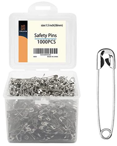 1000 Pack 1.5Inch/38mm Safety Pins - Small Safety Pins with a Convenient Box for Clothes & Home Office