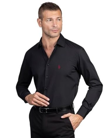 U.S. Polo Assn. Slim Fit Long Sleeve Button Down Dress Shirts for Men Wrinkle Free Long Sleeve Shirt Mens Formal Stretch
