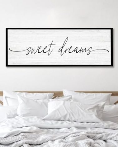Sweet Dreams Wall Decor Above Bed Large 41''×15'' Farmhouse Wall Decor for Bedroom Guest Room Decor Framed Wood Wall Art Rustic Master Bedroom Wall Decoration 01 (black frame)