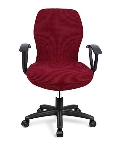 Deisy Dee Computer Office Chair Covers Pure Color Universal Chair Cover Stretch Rotating Chair Slipcovers Cover ONLY Chair Covers C098 (deep red (Jacquard Fabric))