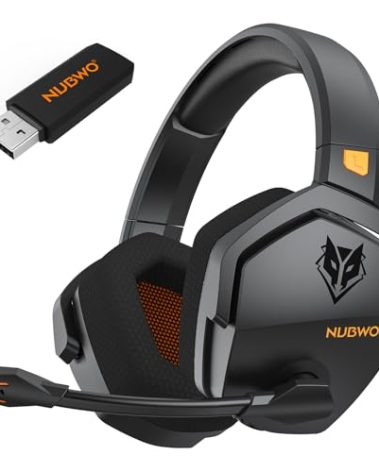 NUBWO G06 Dual Wireless Gaming Headset with Microphone for PS5, PS4, PC - 23ms Low Latency Audio - 100-Hour of Playtime - 50mm Drivers (Black-Orange)