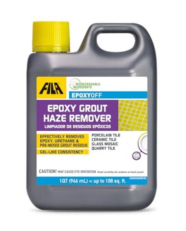 FILA EPOXYOFF, Epoxy Grout Haze Remover, Effectively Removes Epoxy Residue, The Product Can Be Applied on Vertical Surfaces, 1 QT