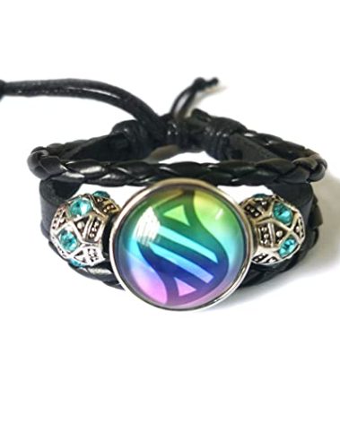 LERYDESI Mega stone bracelet jewelry custom picture gift Black dark brown braided leather customized art pendant Unique Friendship Jewelry (Black, 7 inches)