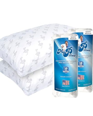 MyPillow Bedding Bed Pillows for Sleeping Queen Size, Set of 2, Gusseted for Back, Stomach or Side Sleepers - My Pillow Premium Pillow [Queen, Medium