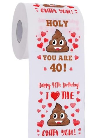 40th Birthday Gifts for Women, Men, Her, Him - Happy Prank Toilet Paper - 40th Birthday Decorations, Party Supplies Favors - 40 Years Old Funny Gag Gift Ideas, Novelty Bday Present for Friends, Family