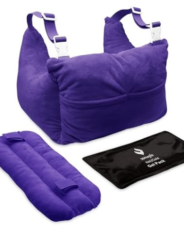 Zomaple Post Mastectomy Pillow with Strap, Gel Pack & Seat Belt Cover, Imperial Purple – Hands-Free Wear, Hot/Cold Comfort & Cushion with Added Security – Made for Mastectomy Recovery Support