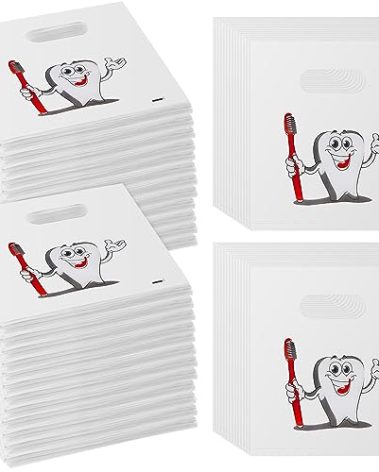 Colarr 400 Pcs Tooth Patient Care Dental Bags 9 x 8 Inches Plastic Merchandise Bags Dental Bags for Patients Dental Clinics Patient Encouragement Gifts Party Favors (Patient)