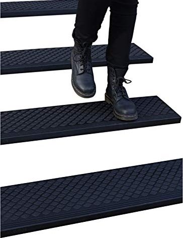 FINEHOUS Rubber Stair Treads Non-Slip Outdoor 48”x10” (4-Pack) – Anti-Slip Step Mat with Nosing