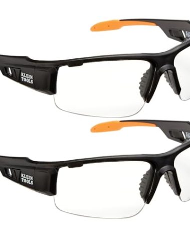 Klein Tools 60172 Safety Glasses, Professional PPE Protective Eyewear with Semi Frame, Scratch Resistant, Anti-Fog, Clear Wide Lens, 2-Pack
