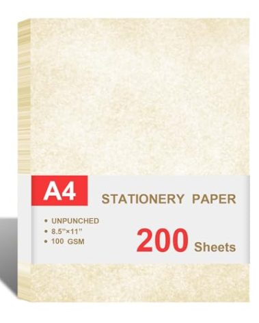 (2 Pack)Parchment Paper for Certificates - Stationary Paper for Resumes, Diplomas, Letter Size Certificate Paper, 200 Sheets Double-Sided Diploma Paper, 100gsm, 8.5" x 11" Parchment Paper for Printing