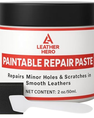 Leather Filler for Filling or Repairing Holes, Tears, Cracks, Scratches, for Leather Car Seats, Furniture, Shoes- Flexible with Applicator(50mL)