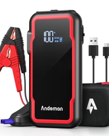 Andeman Car Jump Starter 3000A Peak 20000mAh (Start 9L Gas Engine or up to 7L Diesel Engine) Battery Charger Automotive, 12V Car Jumper, Power Bank Power Pack with Quick Charge Type-C Ports, Red