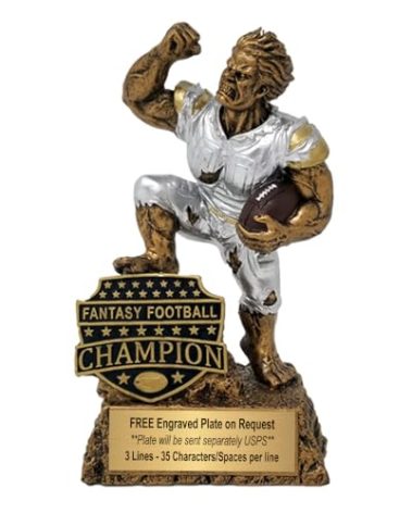 Decade Awards Fantasy Football League Champion Monster Trophy/FFL Winner Beast Award 6.5 Inch Exclusive,gold, silver