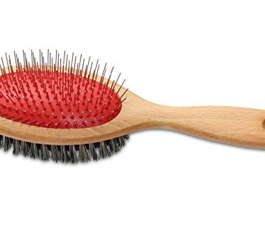 Mars Professional 1" Pin and Bristle Mane and Tail Brush for Horses, Stainless Steel, Nylon Bristle, Wooden Handle, Made in Germany