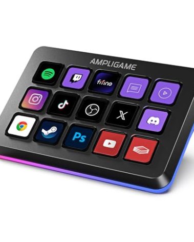 Fifine AmpliGame Stream Controller with 15 Macro Keys, Streaming Keyboard with Trigger Actions in OBS/Twitch/YouTube/Streamlabs, Shortcut Buttons Keypad Works with Mac and PC-D6