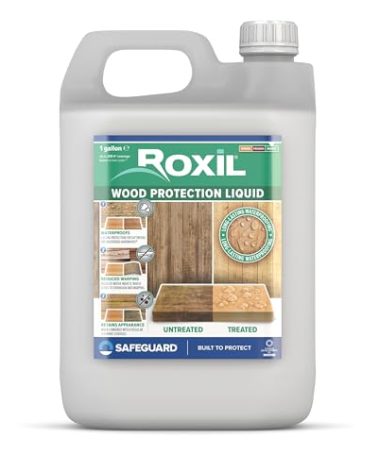 Roxil Wood Sealer Protection Liquid 1 Gallon (USA) 10 Year Wood Preserver Outdoor, Wood Sealer for decking, Fence, Sheds and Furniture
