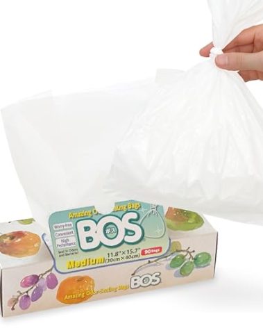 BOS Amazing Odor Sealing Disposable Bags for Diapers, Food Waste, Ostomy Bags, Pet Waste or any Sanitary Product Disposal -Durable and Unscented [Size:M, Color:White](90 count, Pack of 1)