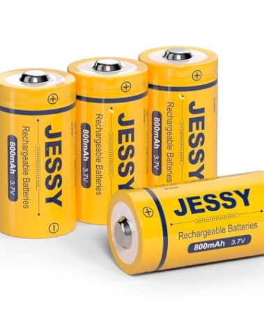 JESSY CR123A Rechargeable Batteries, 3.7V Lithium Battery for Arlo Wireless Cameras VMC3030 VMK3200 VMS3330 3430 3530 and Flashlight Polaroid Microphone (4 Pack)