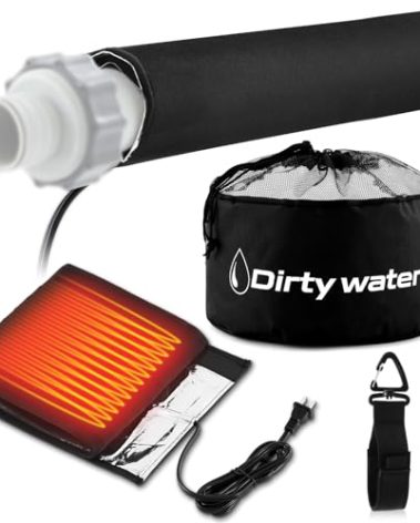 Glooglitter 3.3 x 0.8 ft RV Heated Sewer Hose Cover Electrical Heated Sleeve of RV Sewer Hose with Black Storage Bag, Camper Accessories in Winter