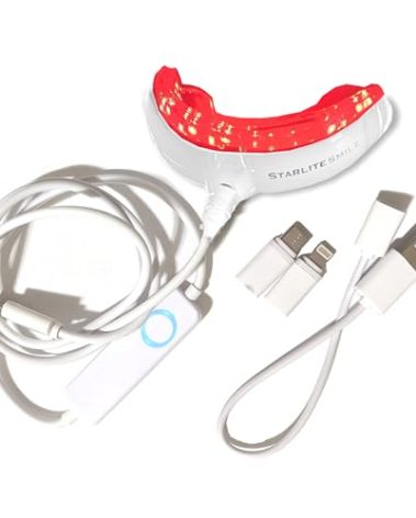 Red Therapy for Gums, Toothache Relief, 32 LED Periodontal Light, Bleeding Gums, Gum Health Red Light, with adapters for USB/C, iPhone, and Android from Starlite Smile