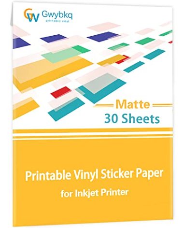 Gwybkq Premium Printable Vinyl Sticker Papers for Inkjet Printer-30 Matte Waterproof 8.5’’x11’’ White Decal Labels