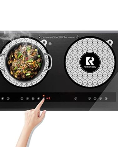 KitchenRaku 2 Pcs Induction Cooktop Protector, Round Stove Top Cover, Usable as Microwave Mats (9.4 in, White)