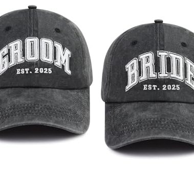 Engagement Gifts for Couples, 2025 Groom Bride to Be Baseball Cap, Mr Mrs Honeymoon Essentials Hat, Wedding Gifts for Newlyweds Wife Husband Him Her Black