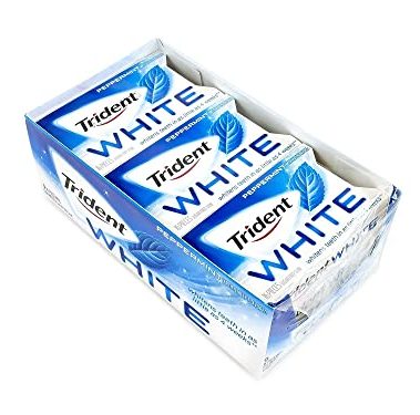 Trident Dual Pack Gum, White Peppermint, 16 Pieces, 12 Count