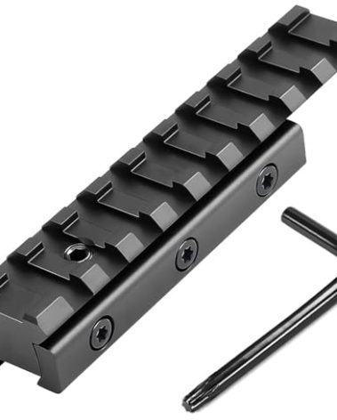 Dovetail to Picatinny Rail Adapter, 11mm Dovetail to 21mm Upgraded Build-in Locking Screws Picatinny Rail Low Profile Scope Mount Converter Base 3/8" to 7/8" Converter-9 Slots-Black-(1 Pack)